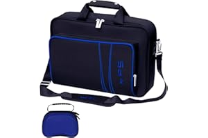 omarando Estuche de Transporte para PS5,Bolsa de Almacenamiento de Viaje para PS5,Bolsa de Consola para Juegos y Accesorios de PS5, Caja Protectora de Controlador de Gamepad incluida (Negro-Azul)