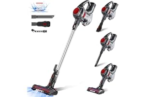 Authmic Akku Staubsauger, Kabellos mit 25000pa Saugkraft, Vacuum Cleaner bis zu 50 Min Laufzeit, 1.3L Staubbehälter, Akkusauger für Tierhaare,Teppich und Hartböden