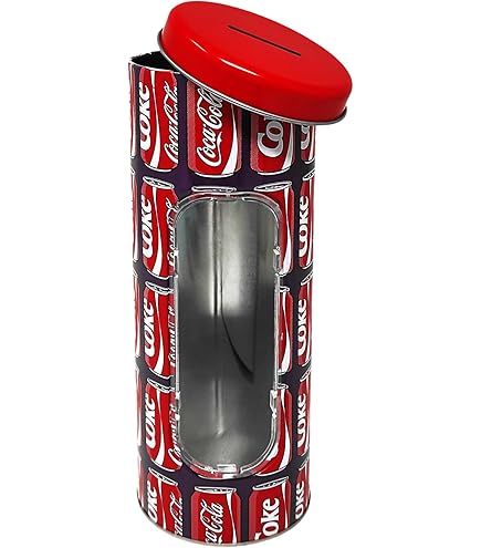 Spaarpot Coca Cola van metaal, opklapbaar en herbruikbaar, ook als Spaarpot Coca Cola van metaal, opklapbaar en herbruikbaar, ook als