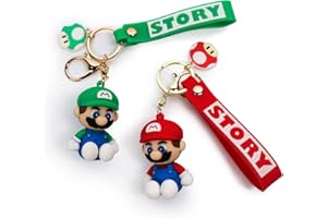 Gxhong Super Mario Colgante de Llavero Super Mario Keychain, 3D Llavero de Personaje de Dibujos Animados, 2 Piezas