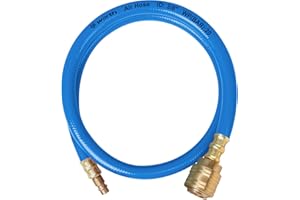 JonesHouseDeco Lead-in Air Hose 3/8'' x 5 m, 300 PSI. MNPT Solid Brass Fittings, Lightweight Air Compressor Replacement Hose, Flexible & Weather Resistant, 9.5mm ID x 15mm OD, Blue, H730A15