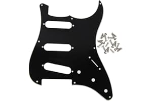 FLEOR IKN 8 trous SSS Strat Pickguard guitare électrique Scratchplate avec vis pour Fender Vintage Style Stratocaster Guitar Parts, 3 plis noir/blanc/noir