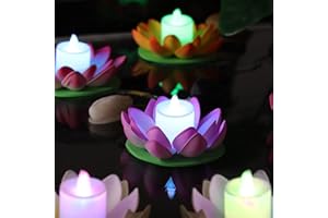 LEDMOMO Lanterne LED flottante Lotus Wishing Nénuphar artificiel fleur lanternes fleurs lanternes décor piscine pour festival fête (blanc + violet + orange + rose + rouge)