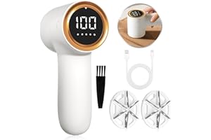 BrightDeal Eliminador de pelusas eléctrico, 5 velocidades, con indicador LED de potencia de pantalla grande, carga USB-C y removedor de pelusa de doble uso para una variedad de tejidos