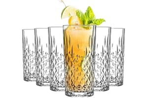 UNISHOP Set de 6 Vasos de Agua y Bebidas Alcohólicas, Vasos de Cristal Transparentes de 356ml, Aptos para Lavavajillas