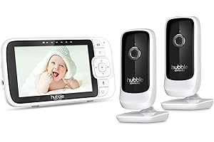 Hubble Connected Nursery View Premium Twin Baby Monitor 2 Cameras with 5" Screen, Infrared Night Vision, Split Screen, Digital Zoom and Room Temperature Sensor