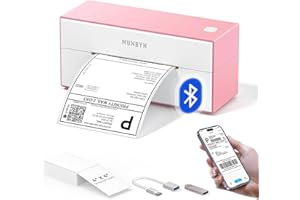MUNBYN Bluetooth Thermal Label Printer, Wireless 4x6 label printer, Desktop Printer, for Shipping Packages Postage Small Business, for Etsy, Shopify, eBay, Amazon, Royal Mail, FedEx, ITPP129, Pink