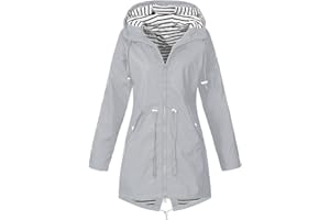 SoonerQuicker veste de pluie solide pour femmes outdoor plus imperméable à capuche imperméable coupe-vent enceinte poilue grande taille mode col v veste motard veste de sport en plein air imperméable
