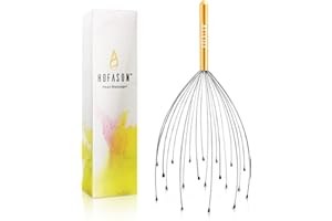 HOFASON Head Massager Scalp Scratcher with 20 Fingers, Handheld Head Scratcher Tingler Massage for Deep Relaxation, Hair Stimulation and Body Stress Relax (Gold)