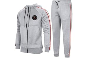 FTCayanz Survêtement Homme Ensemble Blouson et Pantalon Jogging Casual Veste Zipper Sweat 2 Pièces Sports Suit S-XXL