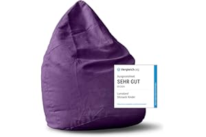 ‎LUMALAND Lumaland Sitzsack Luxury XL Plus 85x65cm | Microvelours Beanbag mit extra weichem & robustem Stoff | Für Erwachsene & Kinder| Ideal geeignet für Kinderzimmer | Sessel & Stuhl Bean Bag [Lila]
