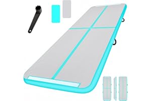NO. 32 Inflatable Gymnastics Tumbling Mat. 10ft Air Gymnastics Tumble Track Gym Mat Training Mat for Home Use/Gymnastics/Exercise/Fitness/Pilates/Yoga/Martial Arts/Gym/Beach/Cheerleading/Water Fun