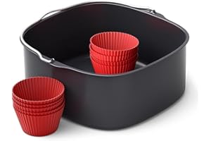 ‎PHILIPS Philips Airfryer-Zubehör Backset XXL, antihaftbeschichtetes Backblech, mit 9 Silikonmuffinformen, für die Heißluftfritteuse geeignet,spülmaschinenfest, Rezept-App, schwarz (HD9957/00)