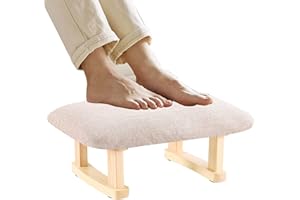 Xpnit Fußhocker aus Holz, gepolstert, klein, grüner Stoff, niedriger Tritthocker, gepolsterter Stuhl, Hocker für Wohnzimmer, Schlafzimmer (beige)