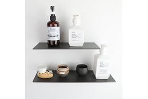 Womamny Shower Shelf, Shower Shelf, No Drilling, Pack of 2 Bathroom Shelves, 40 cm and 30 cm, Shower Basket Shelves, Aluminium Self-Adhesive Wall Shelf for Bathroom, Kitchen, Living Room, Room, Grey