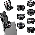 KASTWAVE Phone Lens Kit 7 in 1, 210° Fisheye Lens+ 25X Macro Lens+ 120°Wide Angle Lens+ Telephoto Lens+ CPL+ Kaleidoscope+ Starburst, Clip-on Camera Lens for iPhone Samsung Android Smartphones