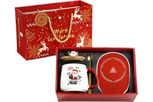 ‎MUCOOS Weihnachtstasse, Tassenwärmer, Elektrischer Kaffeewärmer, Weihnachtstassen Set, Büro für Liebhaber von Wintergetränken (SDLR01)
