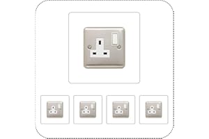EWOLDS Set of 5 Single Socket Surround, Acrylic Back Panel or Plate, Protect Wall from Finger Prints, Choose from 18 Colours (White)