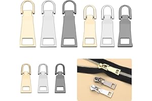 Bekecidi 9 pezzi di ricambio per cerniera, linguette staccabili in metallo, tiranti per cerniera, kit di riparazione per cappotti, giacche, zaini, valigie (3 misure)