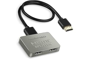 avedio links Rozdzielacz HDMI [z kablem HDMI] Rozdzielacz HDMI 4K 1x2 zduplikowany ekran źródła wejścia do 2 wyświetlaczy HDMI jednocześnie (nie przedłużać), rozdzielacz HDMI 1 w 2 wyjścia dla Full