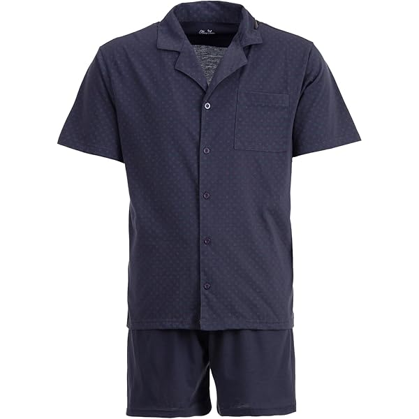 Pour Des Hommes Satin Pyjama Ensemble Manche Courte Bouton Vers Le Bas Vêtements De Nuit Classique Vêtements De Détente Deux Morceaux Respirant Et Confortable Ensembles De Pyjama,Retro Blue,M
