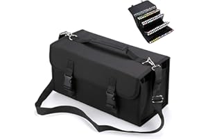 BTSKY Wielowarstwowe płócienne etui na marker o dużej pojemności, 120 przegródek, z paskiem na ramię, dla marker Primascolor i markery do szkicowania, torba do przechowywania szminki