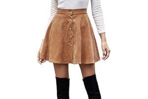 ORANDESIGNE Gonna Elegante Donna Corta Velluto a Coste Minigonna Invernale Vita Alta Skater Gonna Tinta Unita Casual Chic Vintage Abito Trapezio Streetwear Y2k Skirt