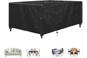 ZHAOYANG ART Abdeckung Gartenmöbel Winterfest 320x250x100cm Abdeckung Für Gartenmöbel Gartenmöbel Abdeckung Wasserdicht Black Schwerlast 600d Rechteckige Schutzhülle Terrassenmöbel Abdeckung Gartentisch