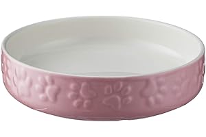 Mason Cash Colour Mix Pink Cat Saucer 13cm |200ml Durable Stoneware Pet Bowl for Food & Water Dishwasher, Freezer & Microwave Safe