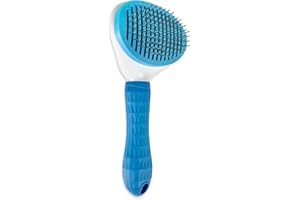 Fur Magic Self-Cleaning Grooming Brush, Slicker Brush for Dogs and Cats with Short Medium and Long Hair, Deshedding Tool Removes Mats and Tangles, Blue