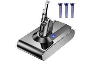 6000mAh Ersatzakku für Dyson V8 Akku, Gripkankg Akku für Dyson V8 Absolute Animal Extra Slim Fluffy Total Clean Motorhead SV10 Staubsauger mit 3 Filtern + 1 Schaltersperre