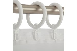 Bestlivings Gardinenringe mit Faltenlegehaken im 30er Pack, Faltenhaken für Gardinenstangen mit bis zu Ø 28 mm in der Farbe: Weiß