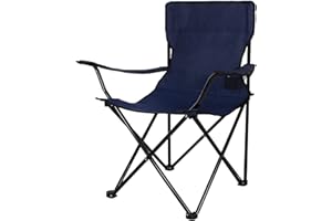 Springos Chaise de camping pliante avec porte-gobelet, chaise de pêche, chaise de plein air, pique-nique extérieur, plage, jardin (Bleu marine)