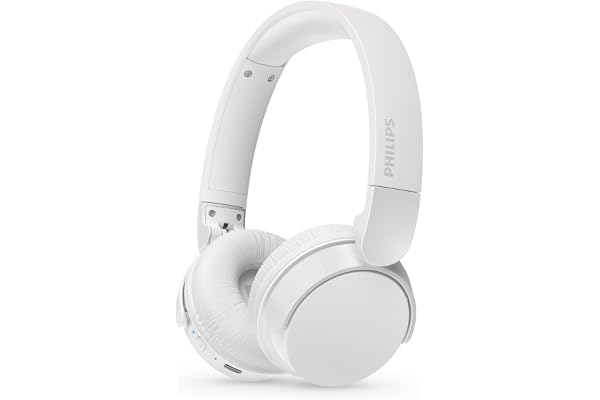 Philips TAH4209WH Casque sans Fil Supra-aural Bluetooth léger, Isolation phonique Passive, 55 Heures d’autonomie, Son Naturel, appels clairs, Basses dynamiques, Recharge en 2 Heures Via USB-C - Blanc