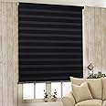 Zebra Blind for Windows Dual Layer Zebra Roller Shades Light Filtering Sheer Window Treatments Privacy Light Control for Day and Night, Color Black, W80XH130CM