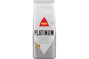 Delta Cafés Café en Grains Platinum, Paquet de 500 g, Espresso Intense, Arabica & Robusta, Notes Chocolatées & Fruitées, Pour Machines Automatiques et Moulins