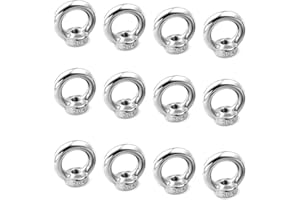 XGAGHB Dado ad occhio di sollevamento M5 12pcs Dado ad anello femmina in acciaio inox dado filettato femmina a forma di anello hardware per raccordo corda, accessori di sollevamento, argento
