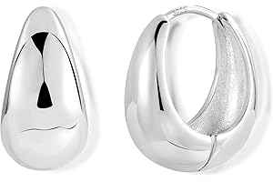 ASH'S CHOICE Hoop Earring for Women, 14K Gold Oval Hoop Earrings 925 Sterling Silver Small Chunky Huggie Hoop Earring Elegant Lightweight Wide Thick Water Drop Oval Hoop Earrings for Women Lady
