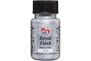 Ideen mit Herz Royal Flash | peinture métallique acrylique | brillance métallique, avec de fines particules de paillettes | séchage rapide | à base d'eau | 50 ml (argent)
