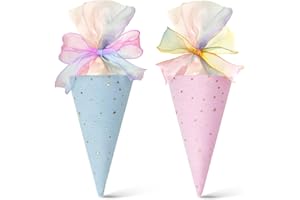 Ljunfcl 2 STK Einschulung Geschwister Schultüte Jungen Mädchen, Geschenktüte Schule Schultüte Füllung Kleine Zuckertüte Schultüten für Schüler Studenten(Blau+Rosa)
