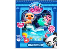 BANDAI Littlest Pet Shop Pack PETFLUENCERS DIVERSIÓN Selfie BF00563 Incluye 2 Mascotas, 4 Accesorios, 1 Fondo, 1 Tarjeta de coleccionista, 1 código Virtual, Generación 7, Mascotas #46 y #47, 4 años+
