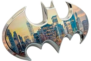 Fan Emblems Batman Car Emblem - 1989 Batwing Batarang Symbol 3D Auto Badge - COLOR: Chrome - SIZE: 3.8 x 1.8 x 0.2 inches - Officially Licensed DC Car Accessories