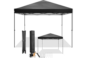 HOTEEL Gazebo 3x3,Gazebo Esterno Resistente con Borsa a Ruote,Esterno Pieghevole Impermeabile Tendone Gazebo da Giardino,Tenda Padiglione Pop Up per Feste Campeggio Commerciale(3 per 3m Nero)