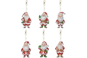 DEMIAWAKING DIY Diamond Painting Schlüsselanhänger, Diamant Painting Weihnachten Anhänger Deko, Diamant Malerei Weihnachtsdeko Kit Ornament Geschenk (V)