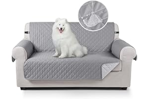 TAOCOCO Sofa Covers 100% Waterproof Sofa Slipcovers 2 Seater,Non Slip Cover for Kids/Dogs/Pets,Washable Sofa Protector with Elastic Strap(Grey)