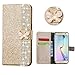 Price comparison product image LAPOPNUT for Samsung Galaxy A3 2016 Case, Luxury Bling Glitter Diamond Flip PU Leather Case 3D Butterfly Rhinestone Magnetic Buckle Wallet Case Protective Stand Cover with Card Holder - Rose Gold