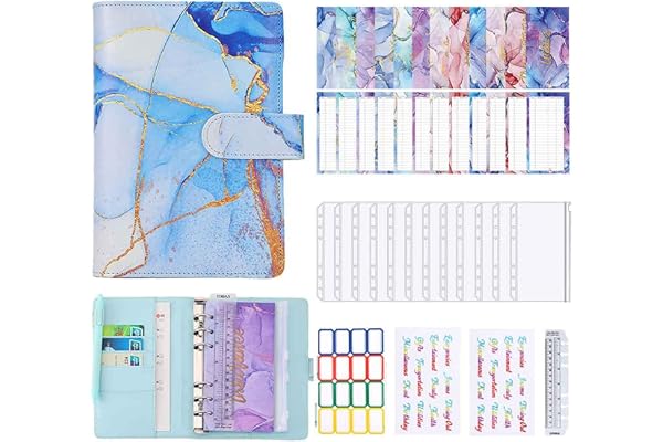 Classeur A6 Enveloppe Budget, Budget Planner avec 12 Pochettes Depenses Transparentes à Fermeture Éclair, La Budgétisation De L'argent Enveloppes Économiser-Azur