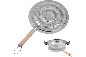 ZUNISHAONE Réducteur de Chaleur plaqu Chauffante 21cm | Diffuseur Thermique en Fer pour Plaques à Induction, Gaz et Électrique, Protection Poêle, Casserole, Manche en Bois Antichaleur