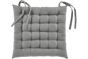 Acomoda Textil – Cojines para Silla de Espuma con Tela y Cintas de Sujeción 38x38 cm. Asiento Acolchado, Mullido y Cómodo para Interior y Exterior de Comedor, Jardín y Terraza (Gris, 6 Unidades)