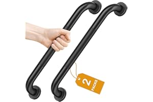 FANHAO 2 Pièces Barre d'appui en Acier Inox Poignée avec Poignée Moletée Antidérapante de Baignoire de Salle de Bain pour Personnes Âgées/Handicapées/Enfants/Enceinte 41cm-Noir Mat